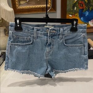 L'AGENCE Light Blue Jean Shorts Zoe  Amos size 25 Raw hemline